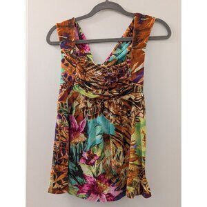 Tropical Floral Sleeveless Cowl Neck Top By Boston Proper